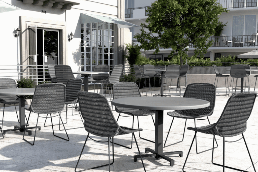 dark gray outdoor dining furniture